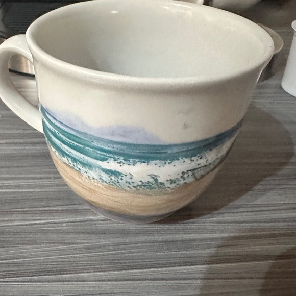 Small coffee cup beach scene highland stoneware pottery ullapool scottish - Picture 1 of 3